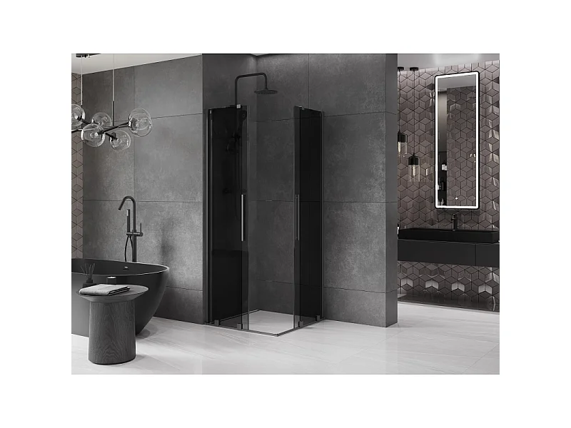 Mexen Velar Duo Schiebeduschkabine 80 x 80 cm, Graphit, Gun Metal - 871-080-080-42-95