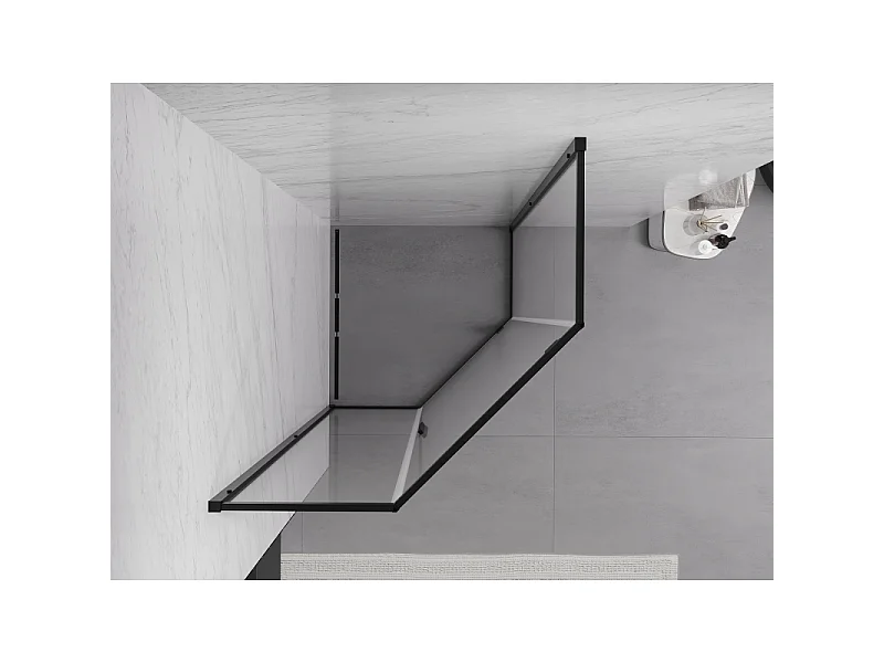 Mexen Exo cabina de ducha pentagonal abatible 80 x 80 cm, transparente, negra - 812-080-080-70-00