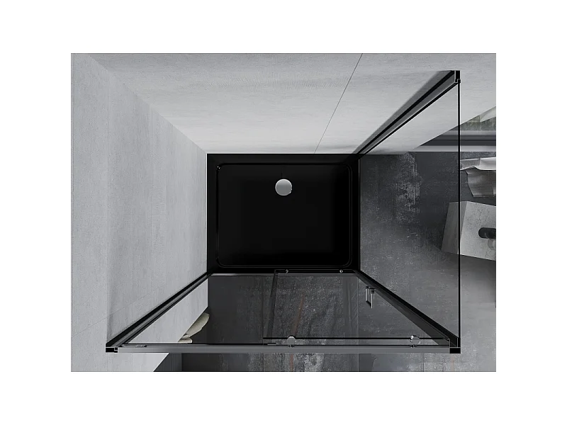 Mexen Apia skydedørs brusekabine 130 x 80 cm, transparent, krom + Flat brusekar, sort - 840-130-080-01-00-4070