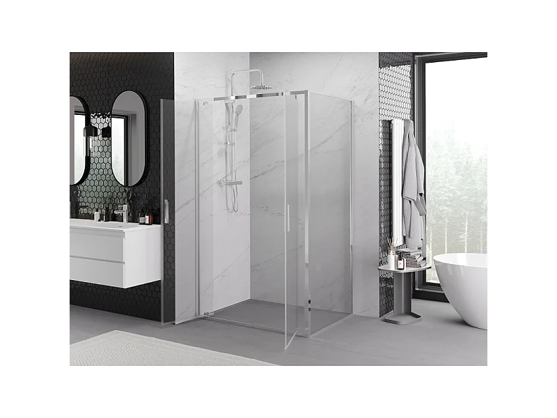 Mexen Exo Duschkabine pendeltür 80 x 75 cm, transparent, chrom - 8182-080-075-01-00