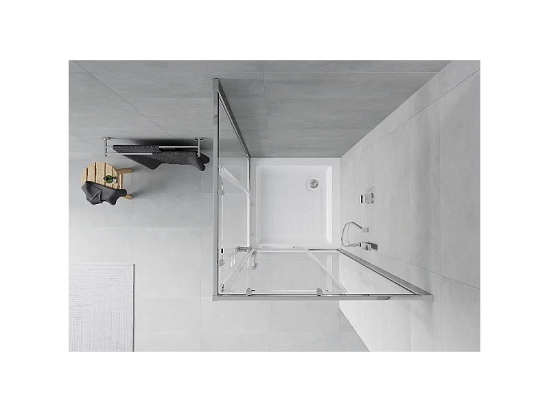 Mexen Rio vierkante douchecabine 70 x 70 cm, transparant, chroom + douchebak, wit - 860-070-070-01-00-4510