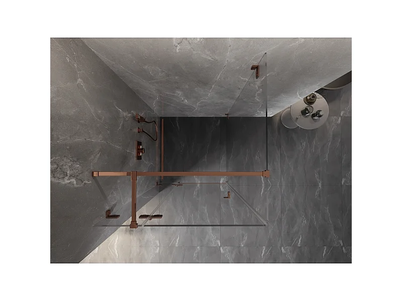 Mexen Lunar T cabine de douche pivotante gauche 80 x 80 cm, transparent, or rose - 834T-080-080-60-00-L