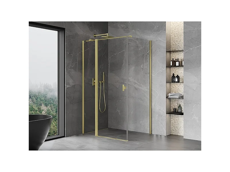 Mexen Mist T shower enclosure with swing doors 85 x 120 cm, transparent, brushed gold - 8A4T-085-120-55-00
