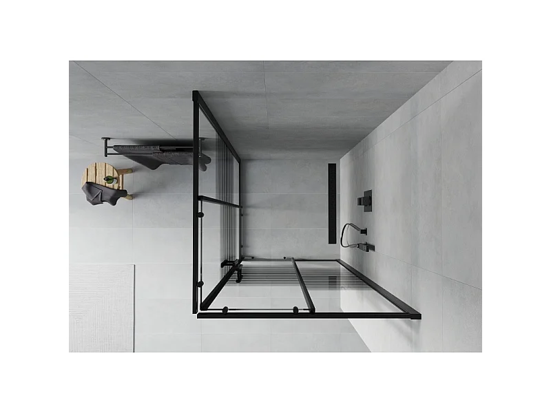 Mexen Rio kvadratisk brusekabine 80 x 80 cm, sorte striber, sort - 860-080-080-70-20