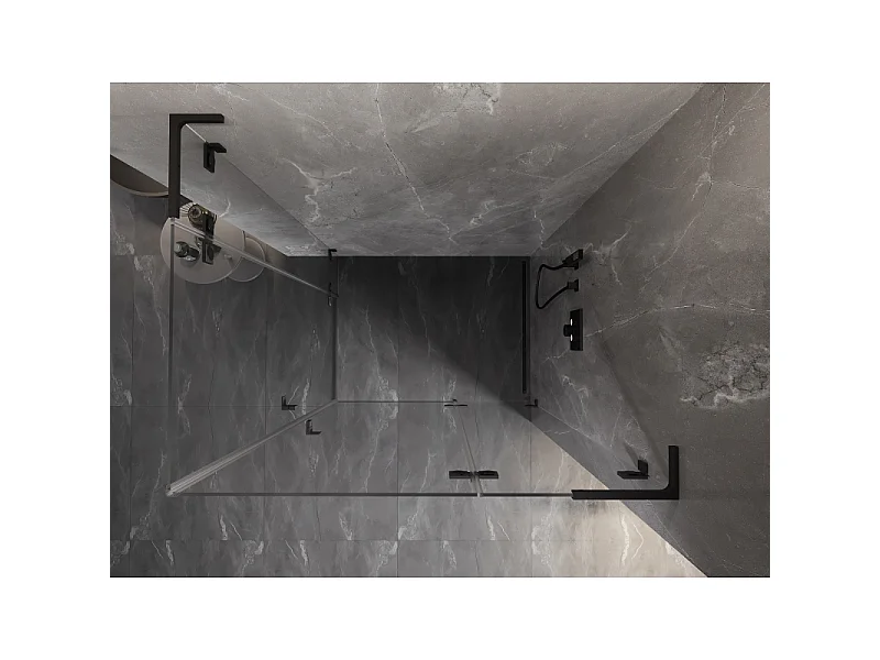 Mexen Lunar L Duo indbygningsbruser dør højre 105 x 75 cm, transparent, sort - 834L-105P-075L-70-00