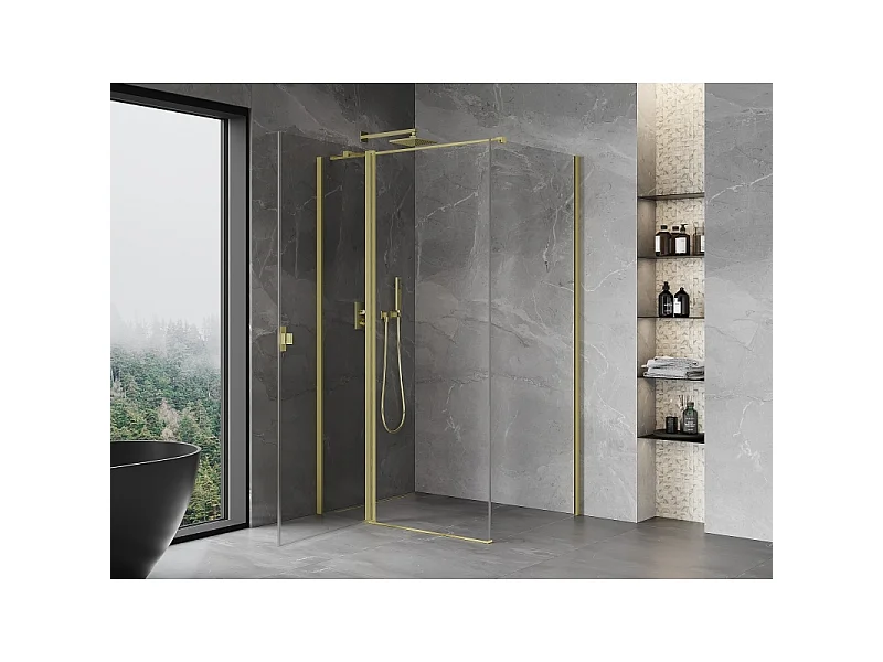 Mexen Mist T hinged shower cabin 120 x 110 cm, transparent, brushed gold - 8A4T-120-110-55-00