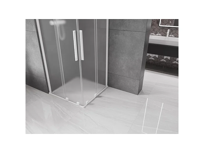 Mexen Velar Duo drsna tuš kabina 90 x 90 cm, mat, bela - 871-090-090-32-20