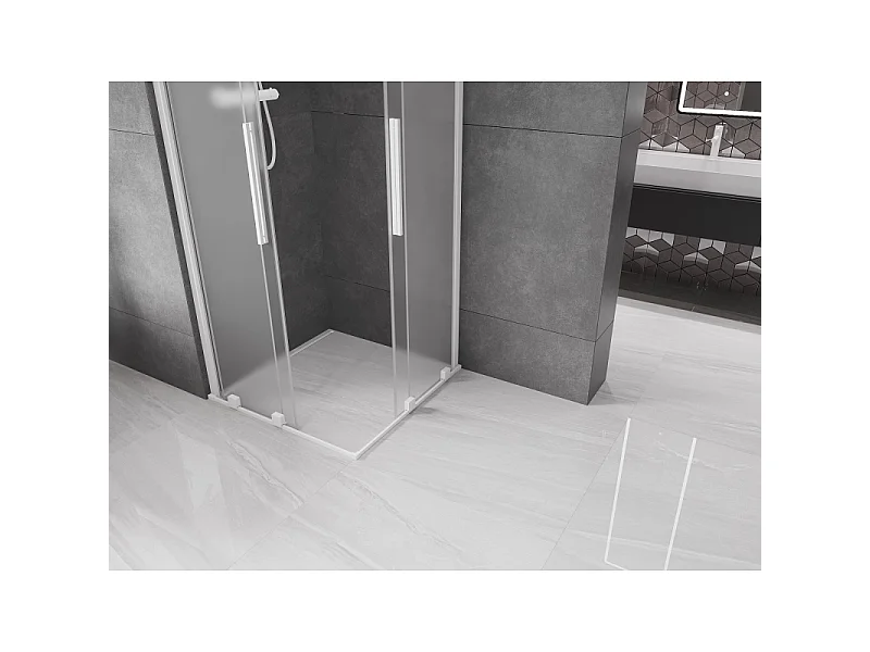 Mexen Velar Duo drsna tuš kabina 90 x 90 cm, mat, bela - 871-090-090-32-20