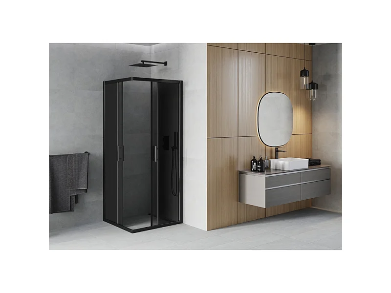 Mexen Rio square shower enclosure 90 x 90 cm, graphite, black - 860-090-090-70-40
