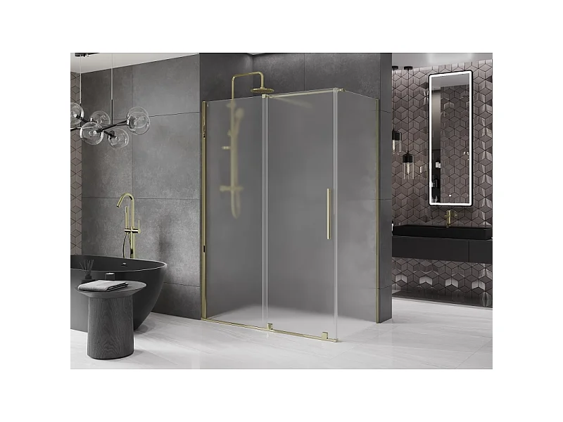Mexen Velar Duschkabine 150 x 85 cm, satiniert, gold - 871-150-085-31-50