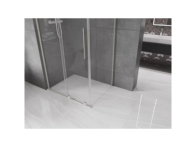Mexen Velar L sliding shower cabin 110 x 80 cm, transparent, brushed nickel - 871-110-080-03-97