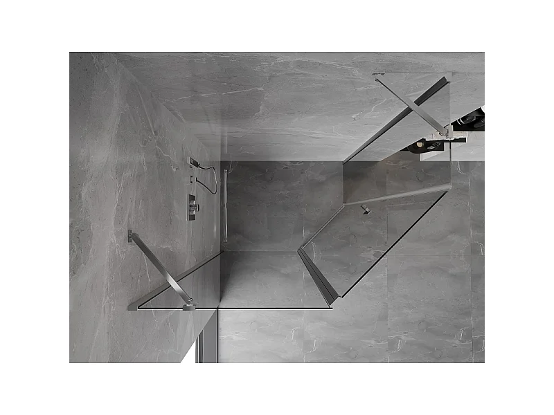 Mexen Mist asymmetrische vijfhoekige douchecabine met scharnierdeur 100 x 80 cm, transparant, chroom - 8A8-100-080-01-00
