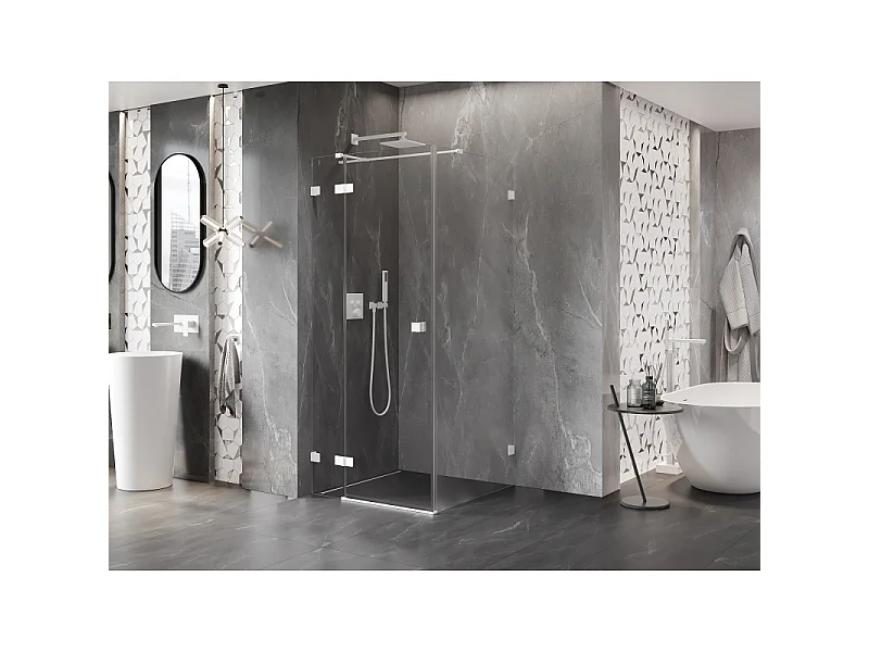 Mexen Lunar T cabine de douche pivotante gauche 120 x 120 cm, transparent, blanc - 834T-120-120-20-00-L