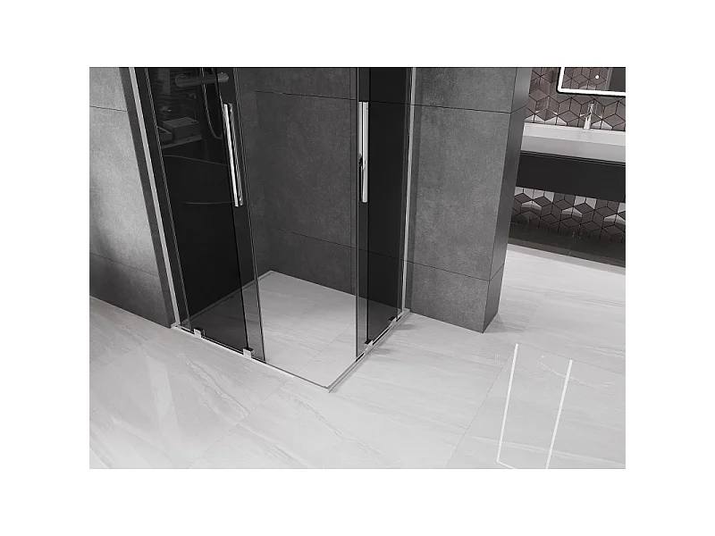 Mexen Velar L Duo schuifdouchecabine 100 x 90 cm, grafiet, chroom - 871-100-090-02-43-01