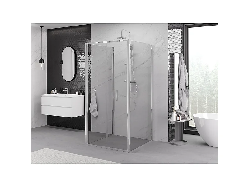 Mexen Exo-3S cabine de douche pliable à 3 parois 90 x 90 cm, transparent, chrome - 816-090-090-01-00-3S