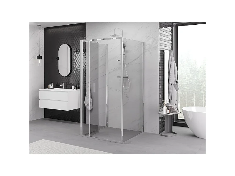 Mexen Exo-3S cabine de douche pliable à 3 parois 90 x 90 cm, transparent, chrome - 816-090-090-01-00-3S