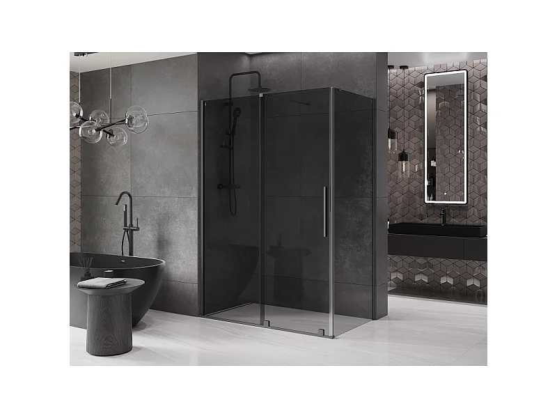 Mexen Velar cabine de douche coulissante 150 x 75 cm, graphite, métal canon - 871-150-075-41-95