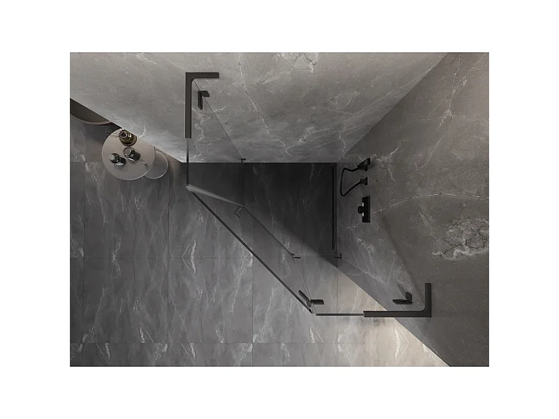 Mexen Lunar L cabine de douche pentagonale pivotante droite 100 x 100 cm, transparent, métal canon - 831L-100P-100L-95-00-P