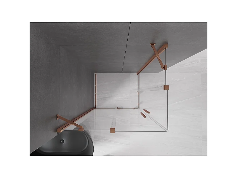 Mexen Velar Duo schuifbare douchecabine 90 x 80 cm, transparant, roze goud - 871-090-080-02-60