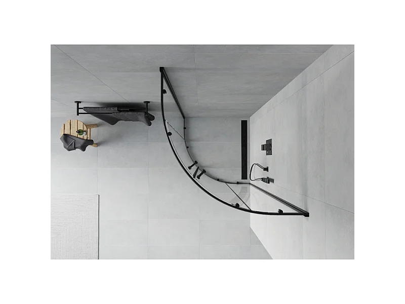 Mexen Rio halve ronde douchecabine 80 x 80 cm, transparant, zwart - 863-080-080-70-00