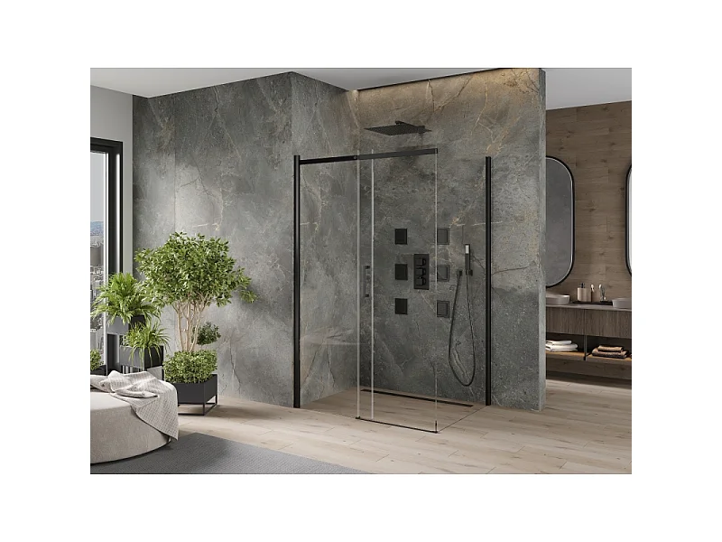 Mexen Omega cabine de douche coulissante 100 x 80 cm, transparent, noire - 825-100-080-70-00