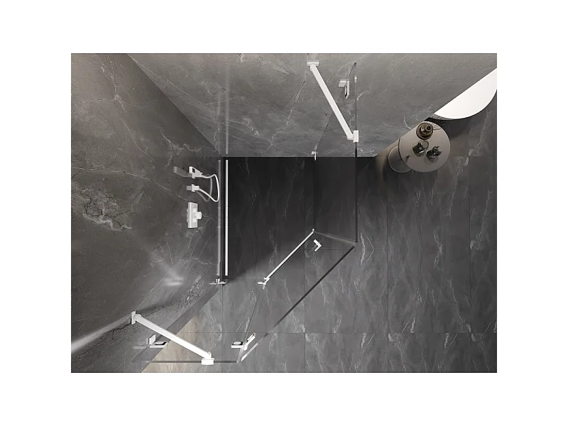 Mexen Lunar pentagonal left-hinged shower cabin 80 x 90 cm, transparent, white - 831-080L-090P-20-00-L