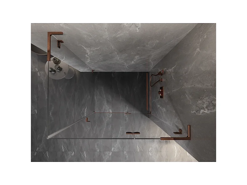 Mexen Lunar L cabine de douche pivotante droite 70 x 80 cm, transparent, or rose - 834L-070-080-60-00-P