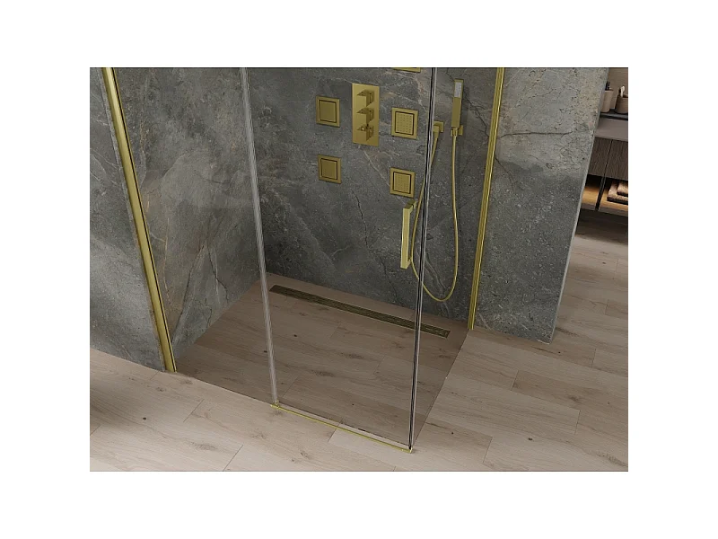 Mexen Omega schuifdouchecabine 140 x 90 cm, transparant, goud - 825-140-090-50-00