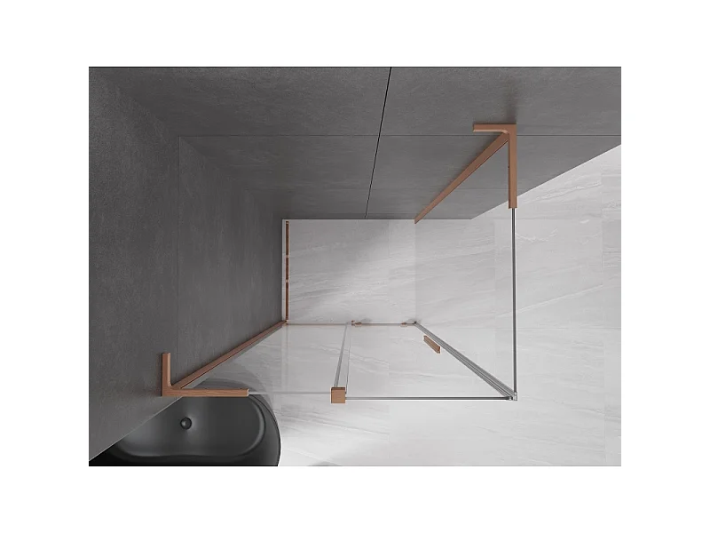 Mexen Velar L cabina doccia scorrevole 120 x 80 cm, trasparente, rame spazzolato - 871-120-080-03-65