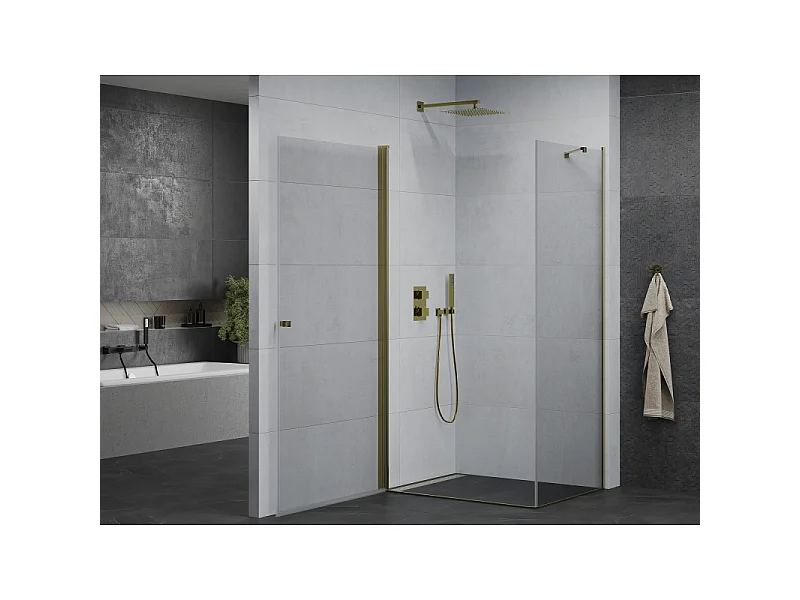 Mexen Pretoria pivot shower cabin 70 x 80 cm, transparent, gold - 852-070-080-50-00