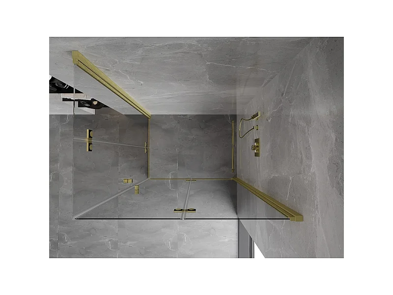 Mexen Mist-F Duo cabine de douche pliante droite 85 x 95 cm, transparent, or brossé - 8A6-085L-095P-55-00