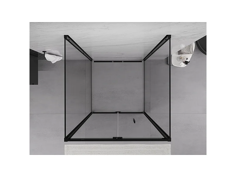 Mexen Exo-3S cabine de douche pliable à 3 parois 100 x 100 cm, transparent, noir - 816-100-100-70-00-3S