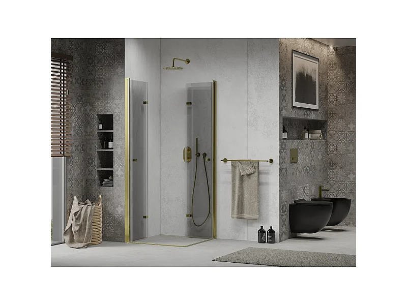 Mexen Lima Double cabine de douche pliante 80 x 80 cm, transparent, or - 856-080-080-50-00-02