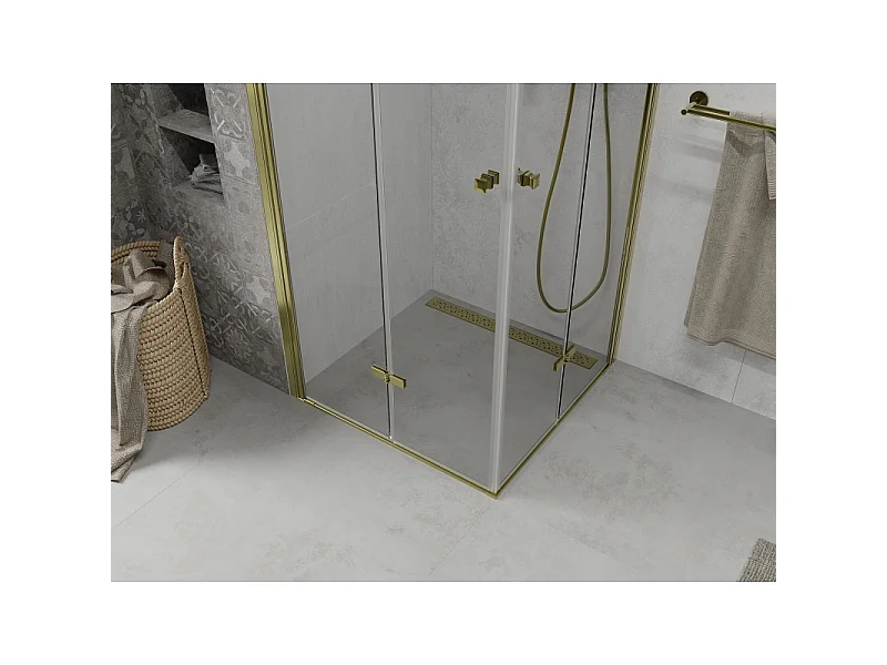 Mexen Lima Double cabine de douche pliante 80 x 80 cm, transparent, or - 856-080-080-50-00-02