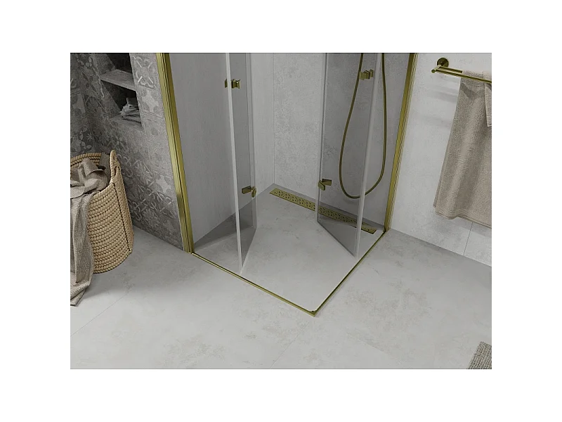 Mexen Lima Double cabine de douche pliante 80 x 80 cm, transparent, or - 856-080-080-50-00-02