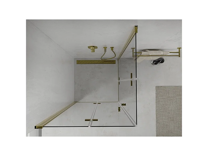 Mexen Lima Double cabine de douche pliante 80 x 80 cm, transparent, or - 856-080-080-50-00-02