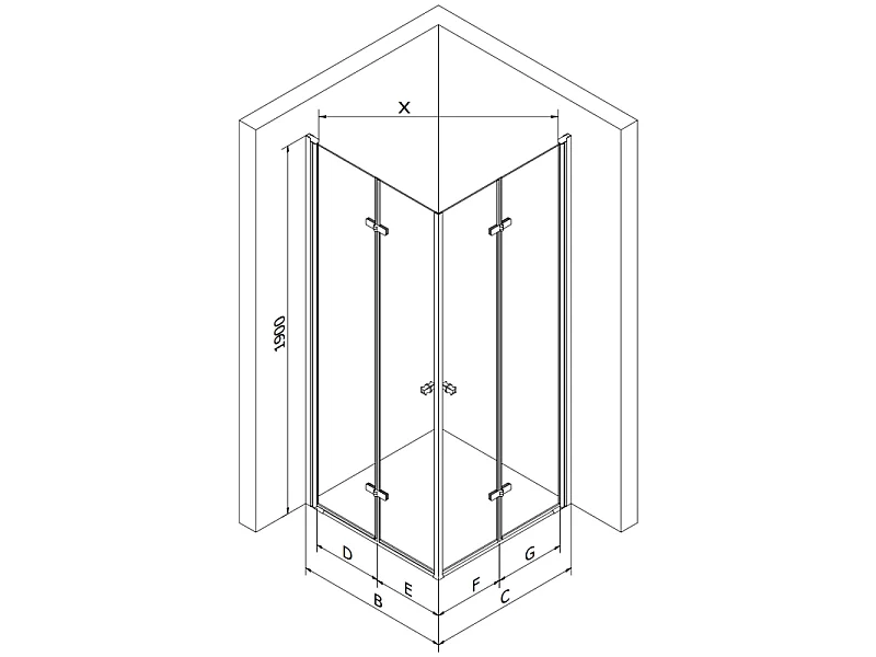 Mexen Lima Duo faltbare Duschkabine 90 x 70 cm, transparent, Chrom - 856-090-070-02-00