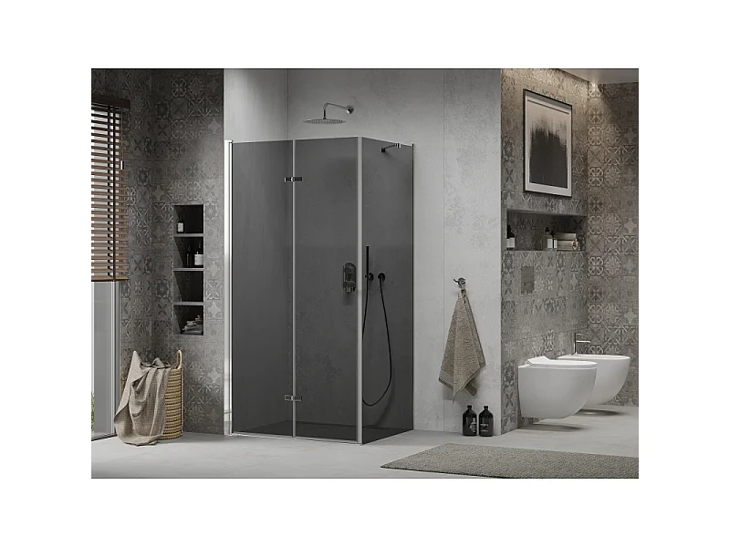 Mexen Lima foldable shower enclosure 90 x 100 cm, graphite, chrome - 856-090-100-01-40