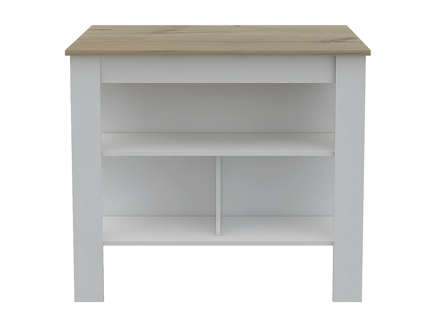 Isola da cucina Cala, tre ripiani e quattro gambe 90 CM H X 103 CM L X 70 CM P. Bianco / Duna