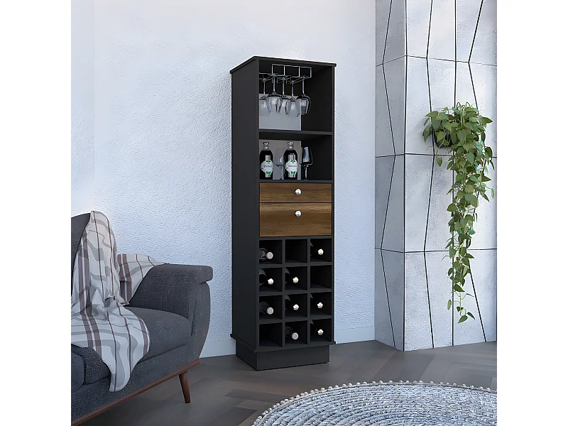 Meubles de bar classiques avec cubes de bouteilles, 160,6 cm à x 46,4 cm le x 40 cm P, caramel / wengue