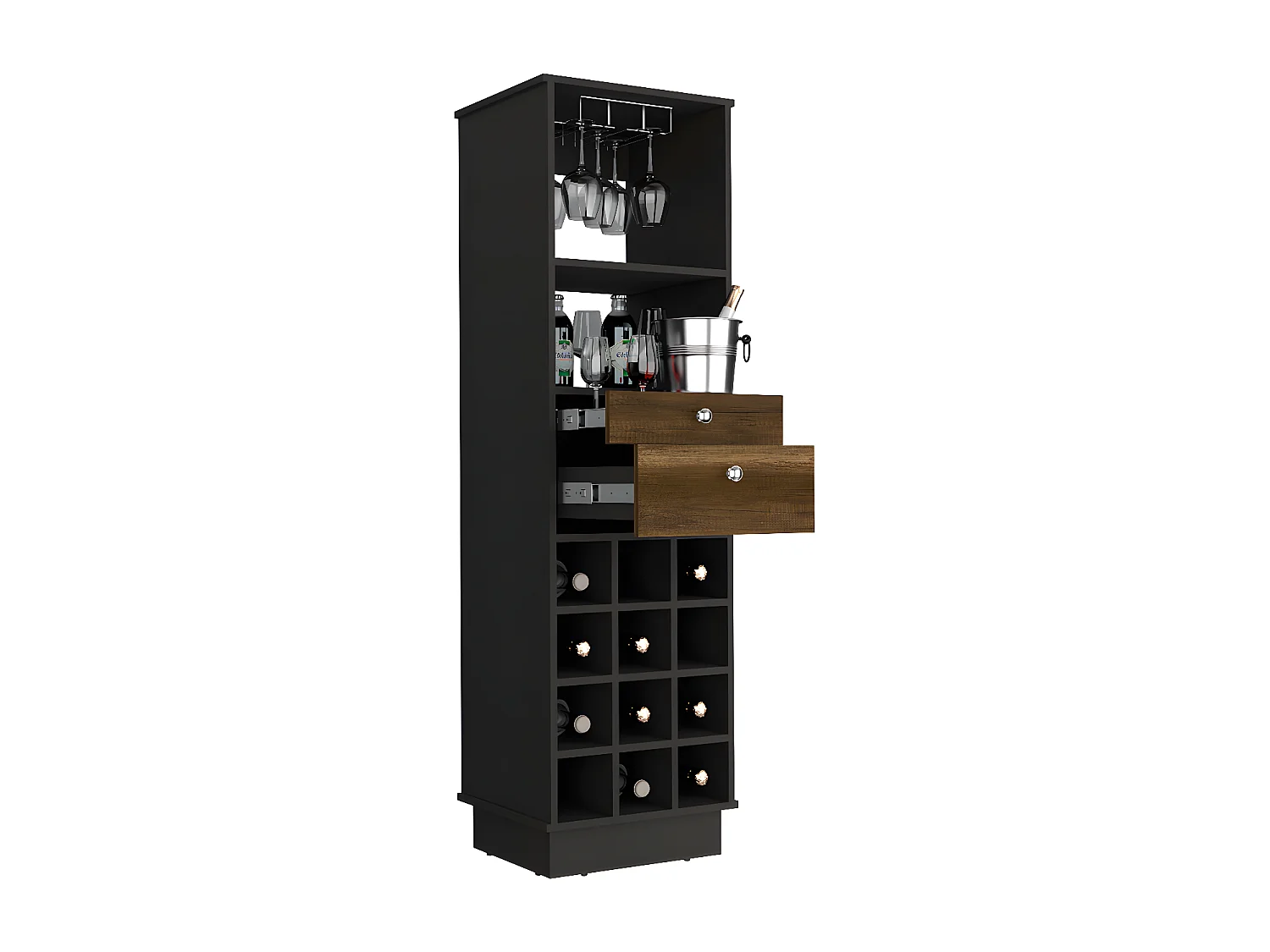 Mueble Bar Clasico, con botellero 160.6CM A X 46.4CM An X 40CM P Caramelo / Wengue