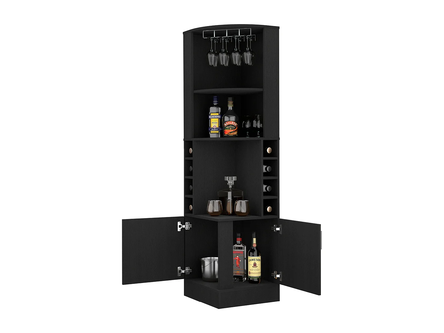 TUHOME CONCEPT Mobile bar angolare Syrah da 181 cm, wengé