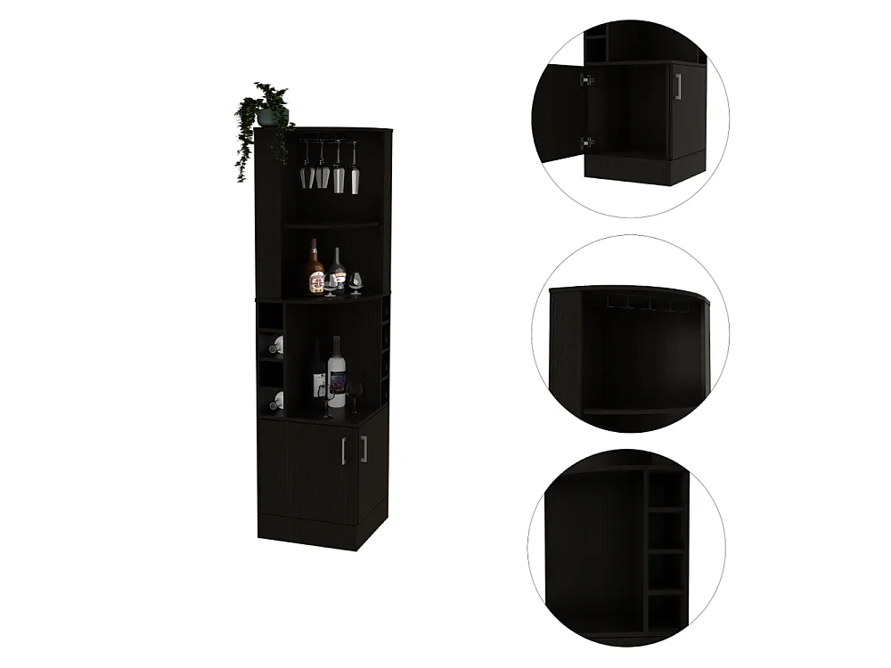 TUHOME CONCEPT Mobile bar angolare Syrah da 181 cm, wengé