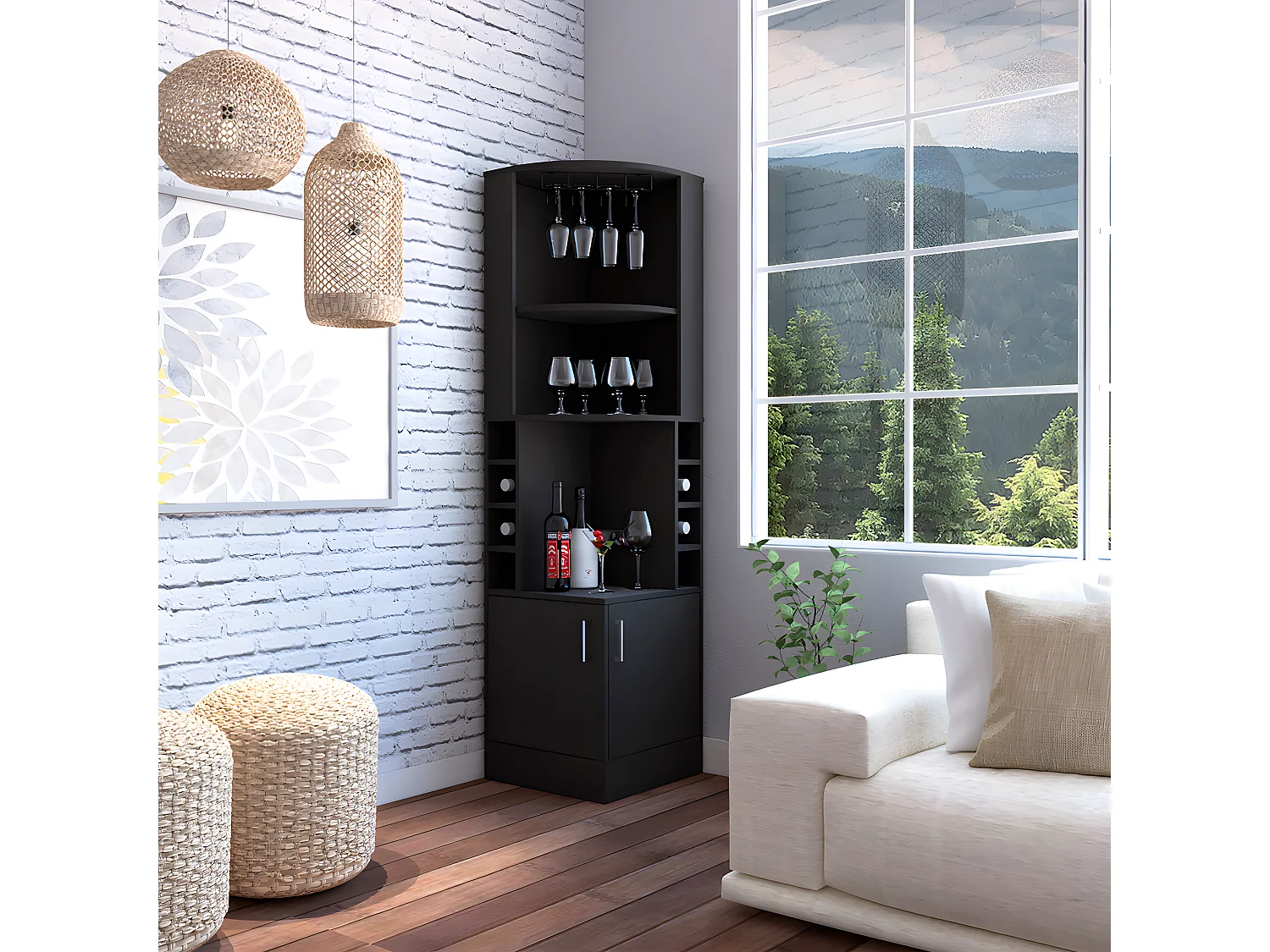 Meubles d'angle Kava Beijing, 180 cm à x 46,9 cm P x 46,9 cm et Wengue