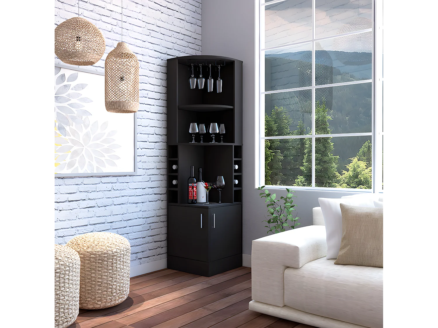 Meubles d'angle Kava Beijing, 180 cm à x 46,9 cm P x 46,9 cm et Wengue