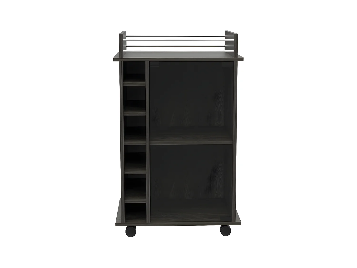 Carrello da bar Dukat, con ruote e porta in vetro 89CM L X 55CM P X 41,5CM P Carbone