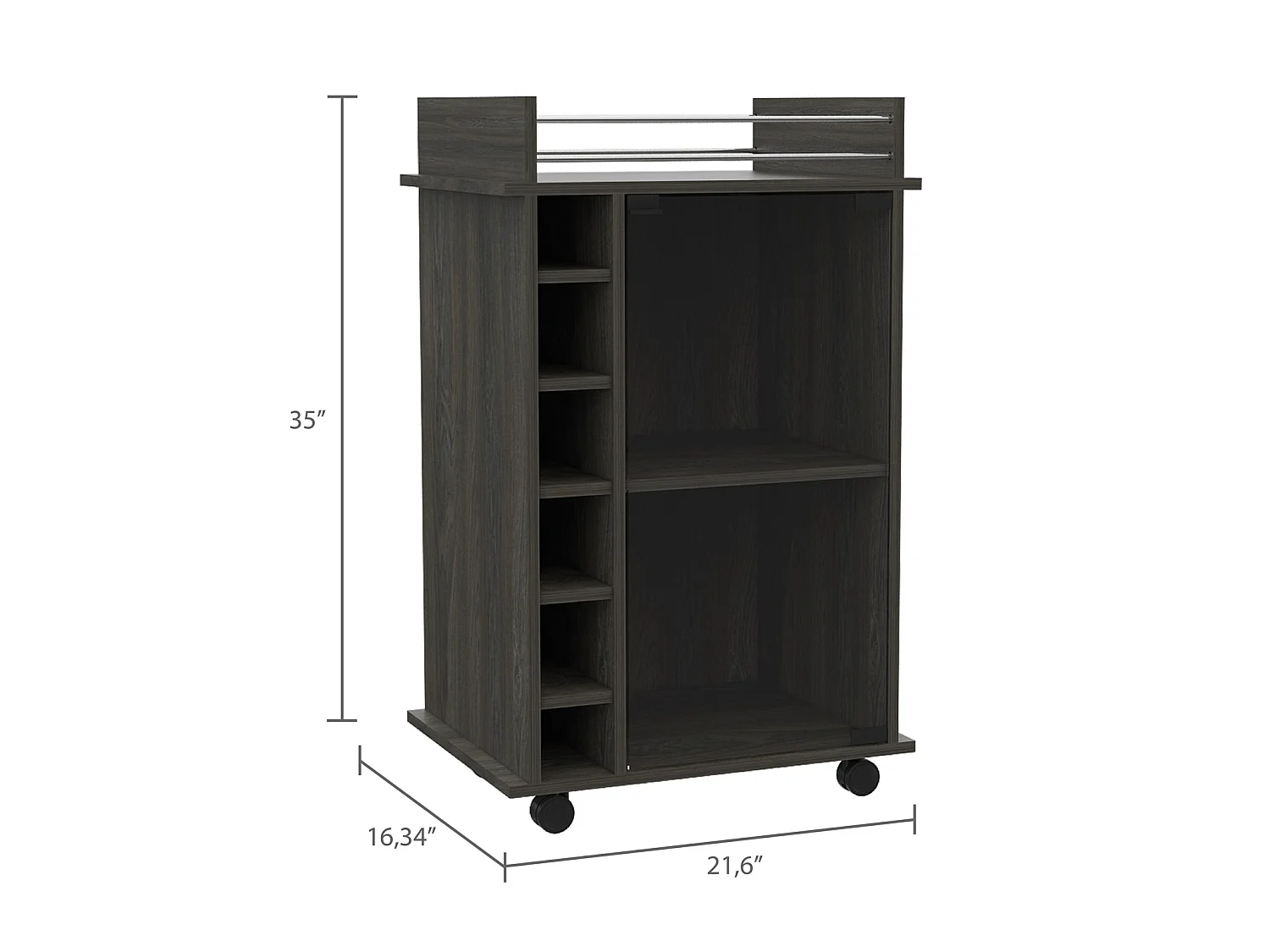 TUHOME CONCEPT Carrinho auxiliar Dukat de 55 cm, cinzento antracite