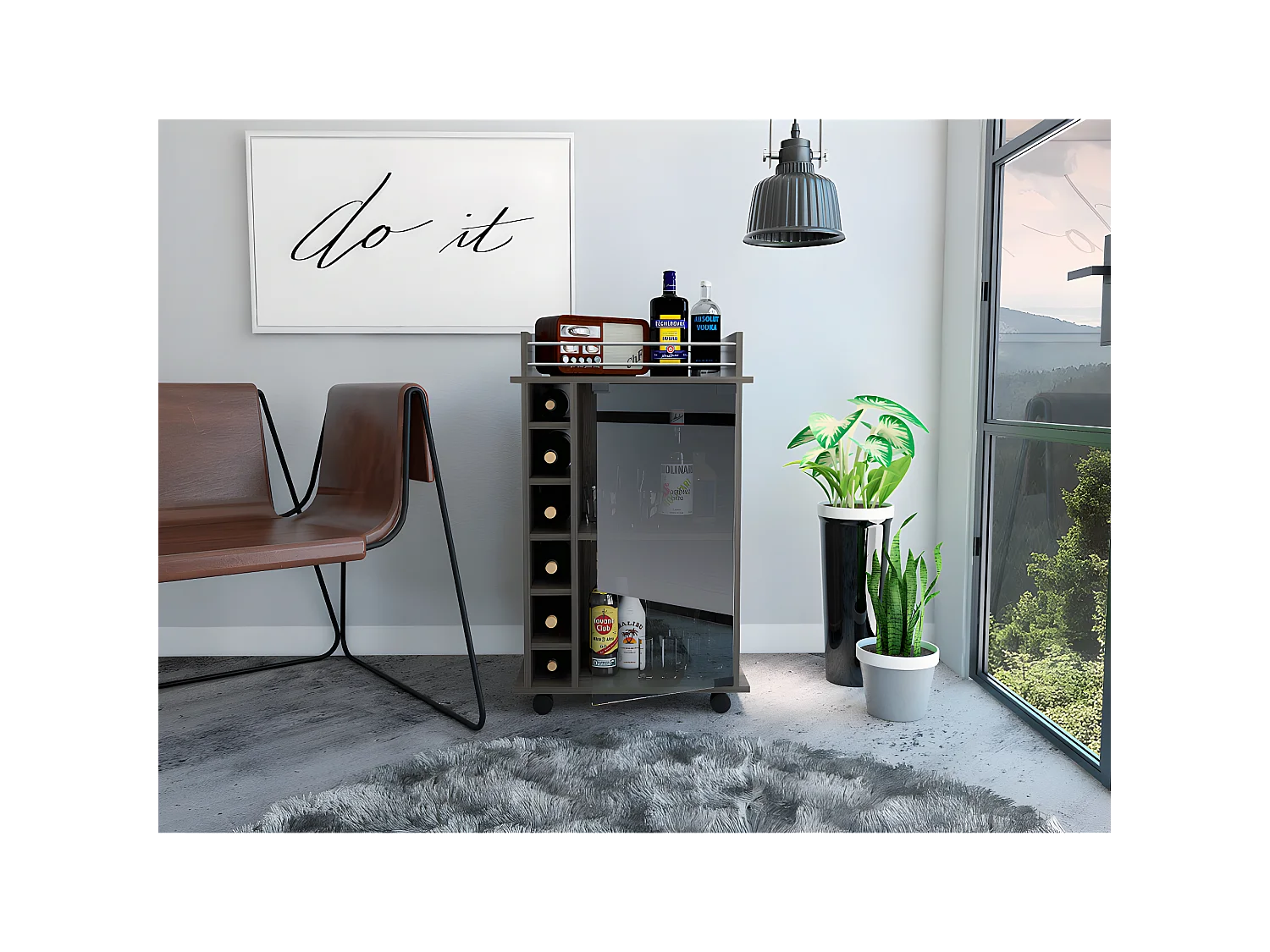 Chariot de bar dukat avec porte en verre, 89 à x 41,5 cm P x 55 cm P, est une presse