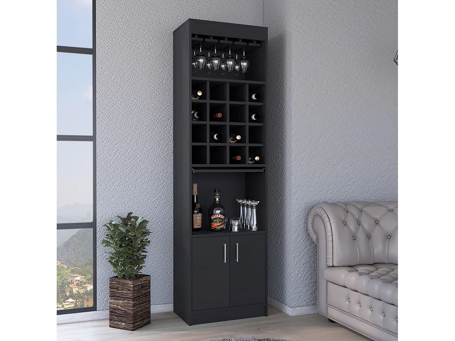 TUHOME CONCEPT Mobile bar Beijing Kava da 181 cm, wengé