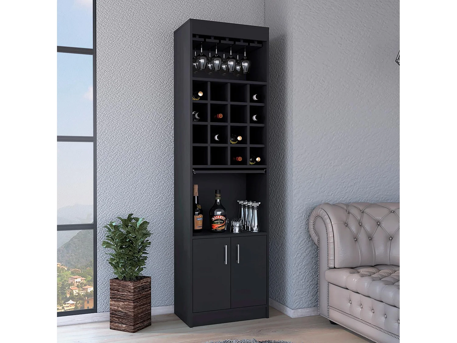 TUHOME CONCEPT Mobile bar Beijing Kava da 181 cm, wengé